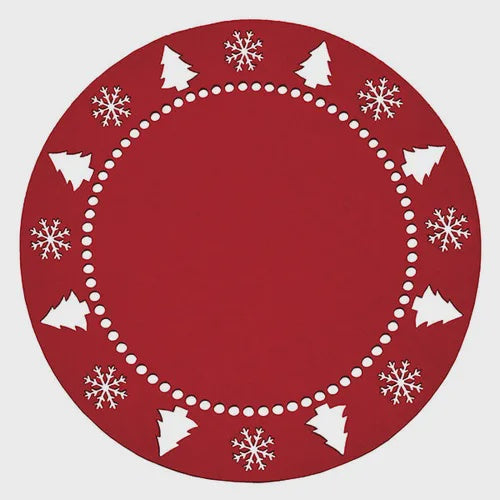 Walton & Co Festive Felt Placemat Elm Red