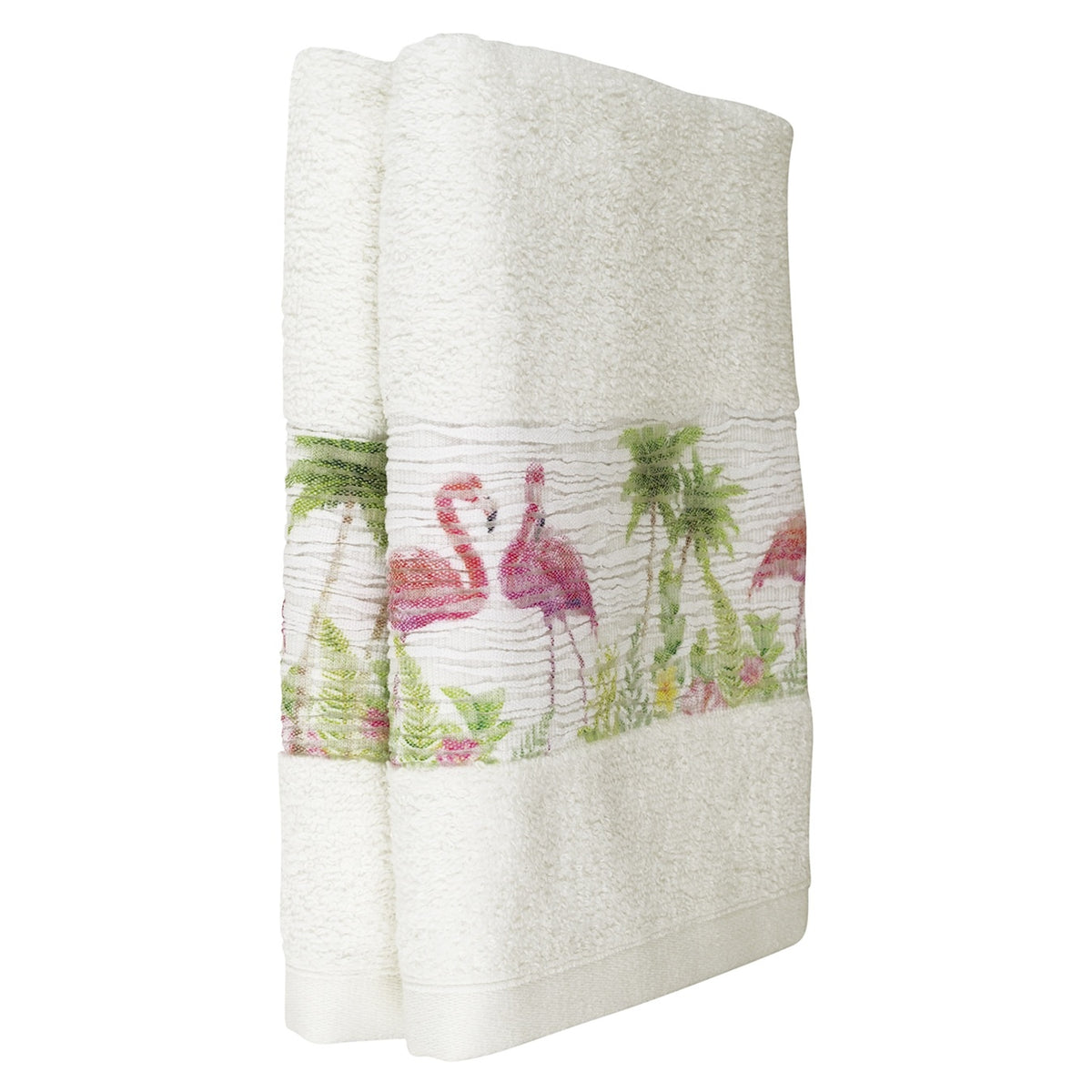 Printed flamingo cotton towel