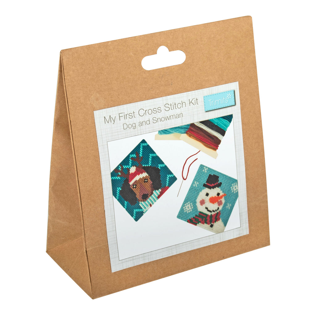 Counted Cross Stitch Kit: My First: Christmas Dog and Snowman