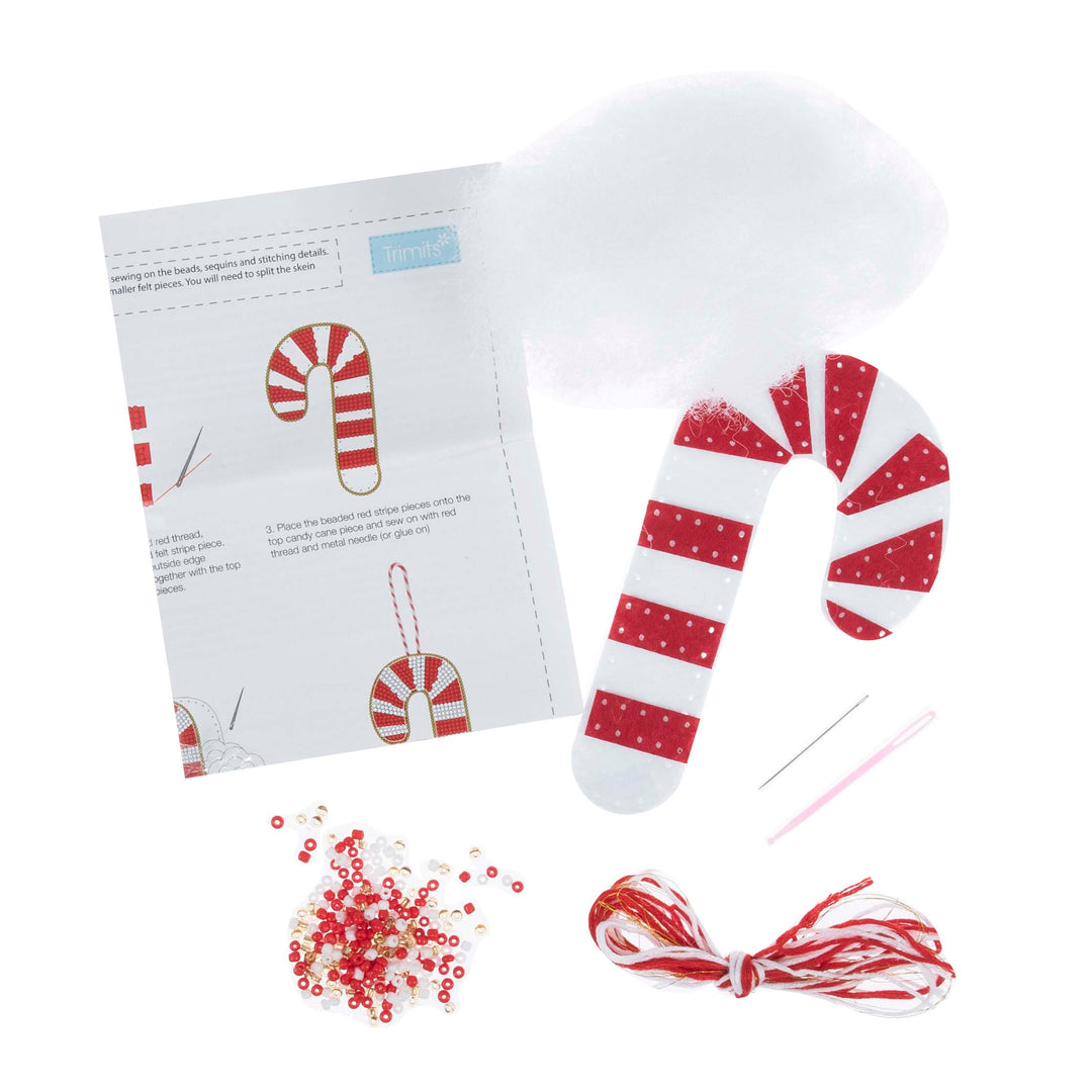 Felt Decoration Kit: Christmas: Beaded Candy Cane
