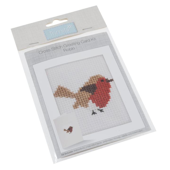 Counted Cross Stitch Kit: Christmas Greetings Card: Robin