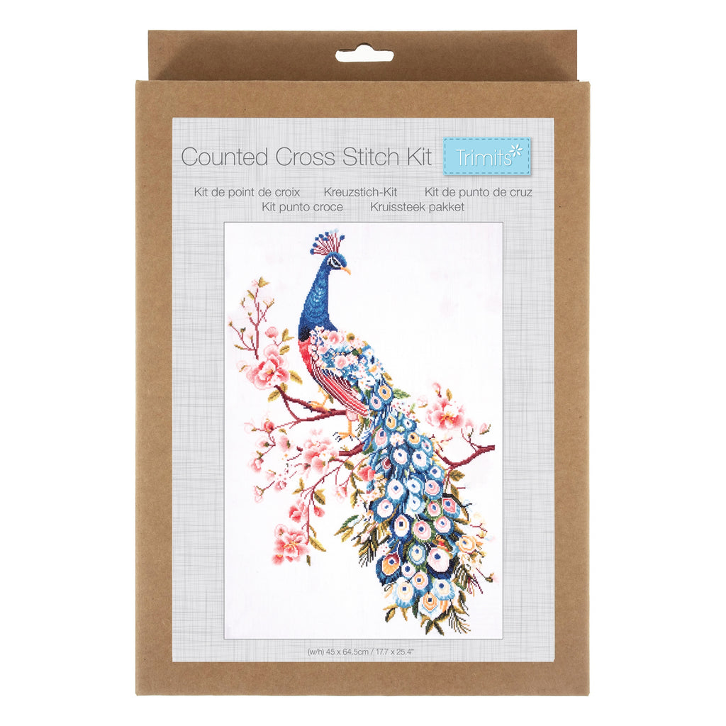 Counted Cross Stitch Kit: Extra Large: Peacock