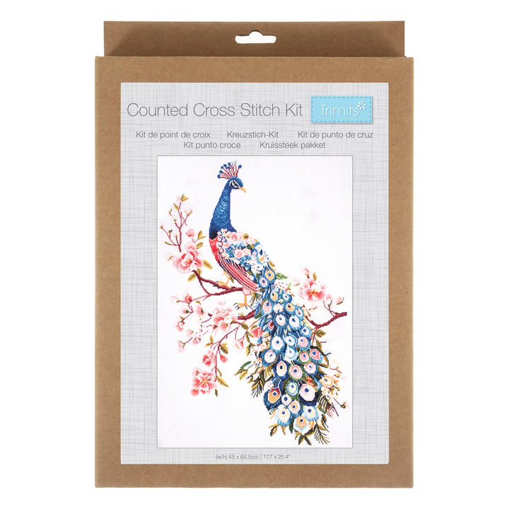 Counted Cross Stitch Kit: Extra Large: Peacock