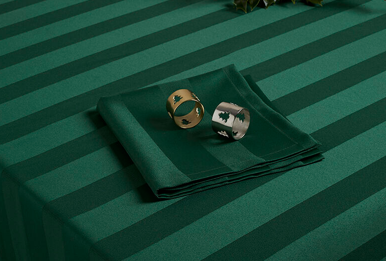 Jacquard Stripe Tablecloth Green 150x320cm