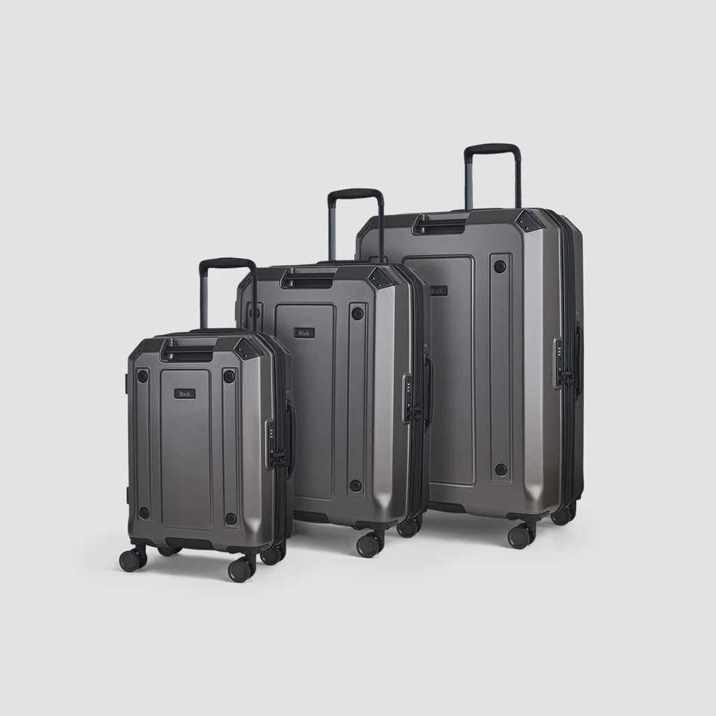 Alpine 3pc Trolley Suitcase Set Charcoal