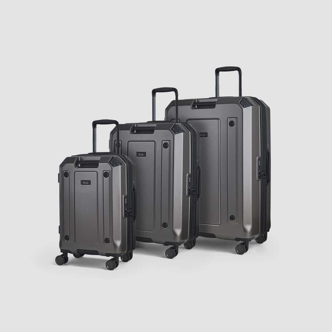 Alpine 3pc Trolley Suitcase Set Charcoal