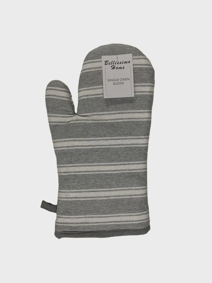 Stripe Single Oven Glove Grey