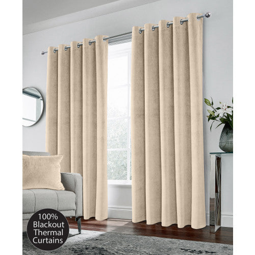 Hampton Velvet Ready Made Blackout Eyelet Curtains (DHD)