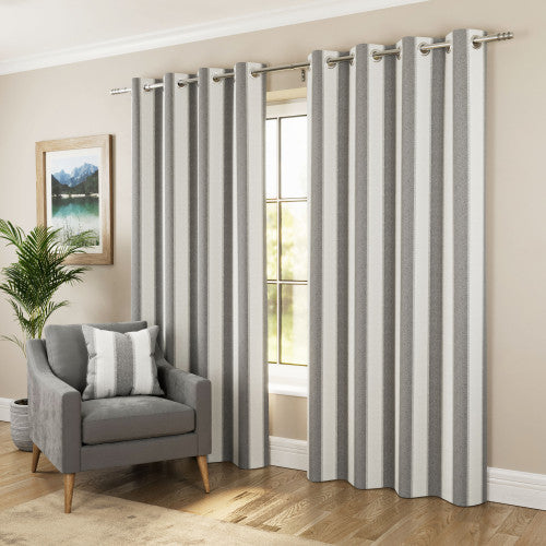 Henley Eyelet Ready Made Curtains Grey
