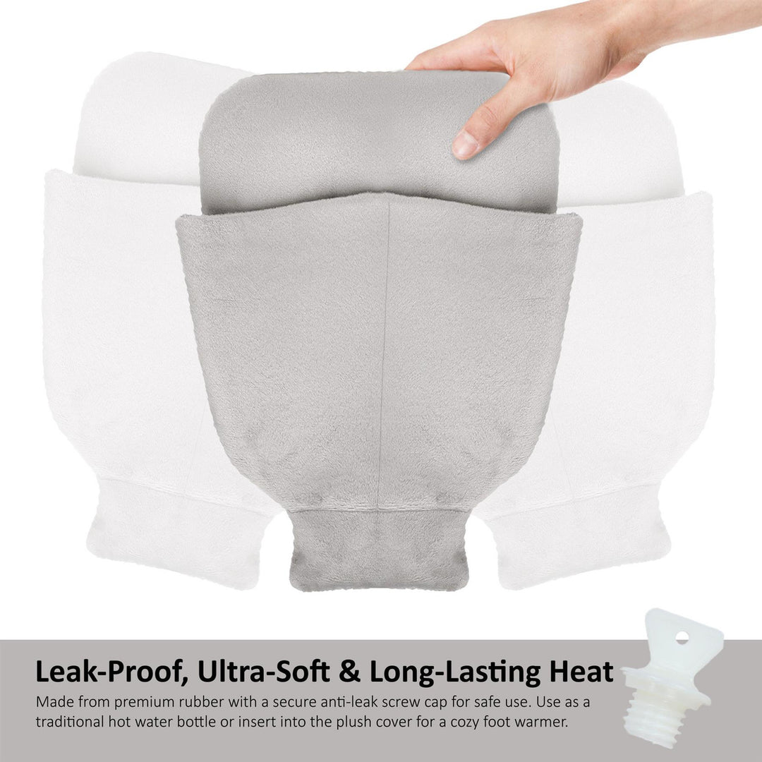 Silver Fleece 2L Hot Water Bottle Feet Warmer