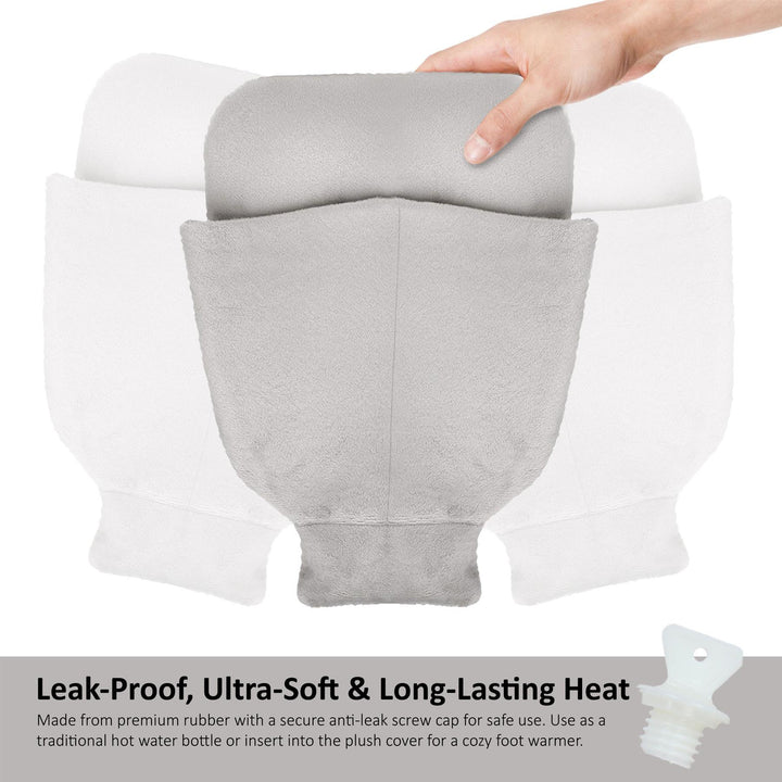 Silver Fleece 2L Hot Water Bottle Feet Warmer