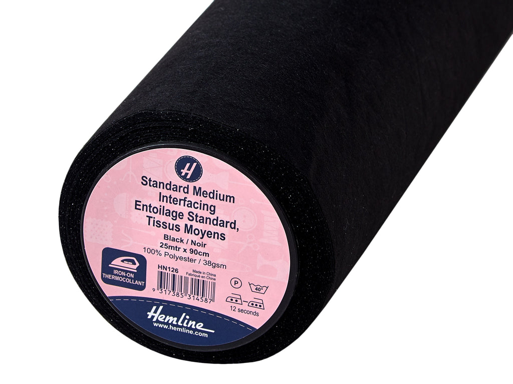 Interfacing: Standard: Medium: Iron-on: 90cm: Black Sold By The Metre