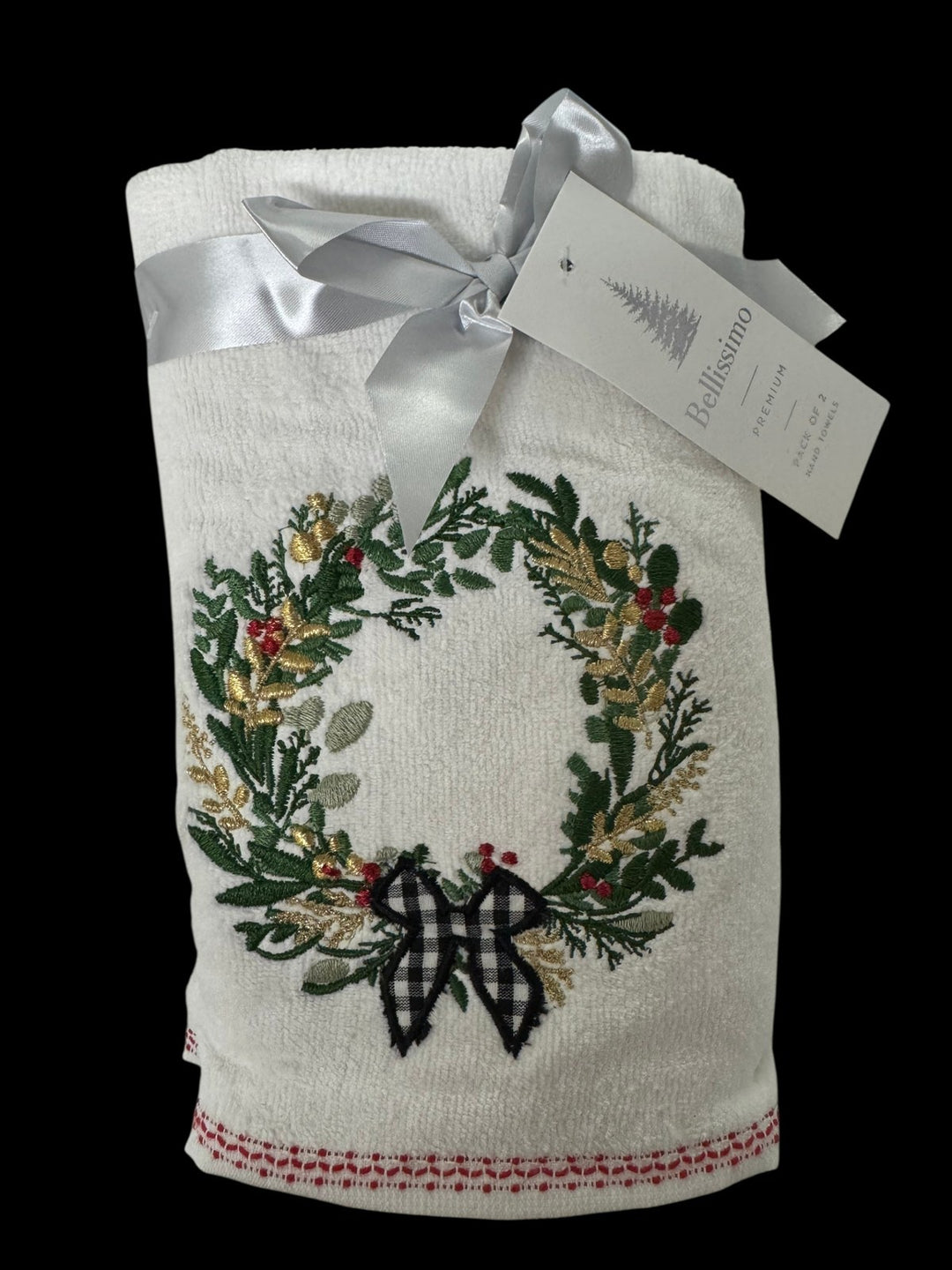 Xmas 2 Pack Hand Towels Wreath