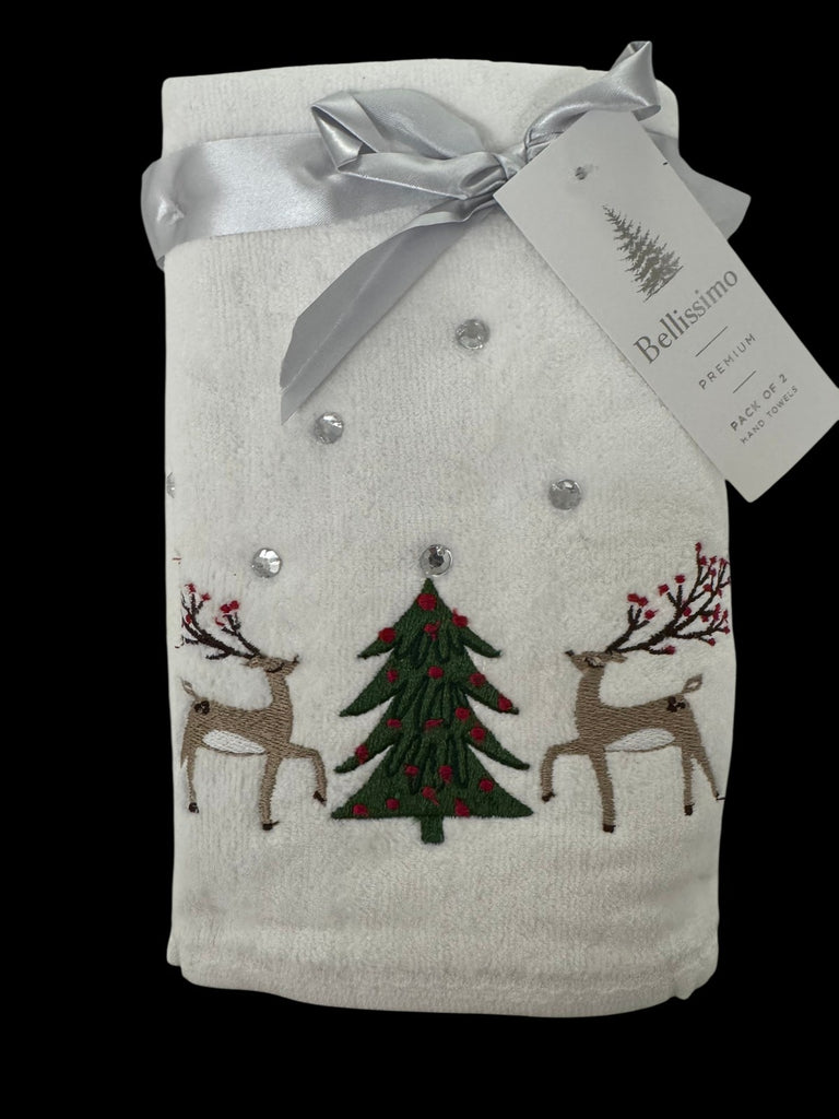 Xmas 2 Pack Hand Towels Stag