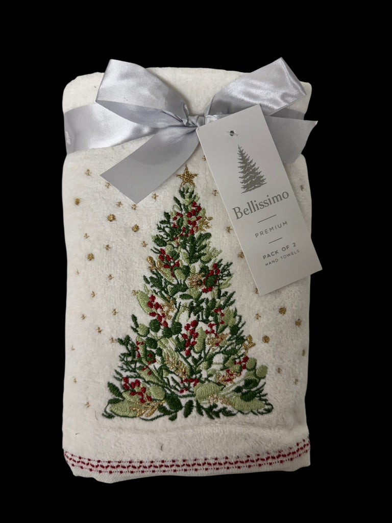 Xmas 2 Pack Hand Towels Tree