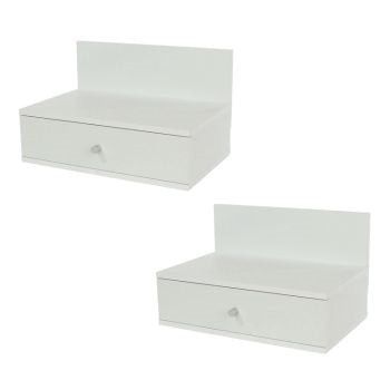 Kelly - Pair Of Kelly White Wall Hanging One Drawer Bedside Cabinets (Self Assembly) (DHD)