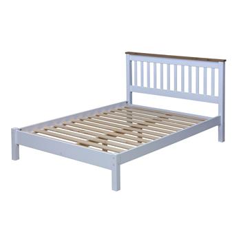 Corona White & Waxed Pine Slatted Low End Bedframe Double (Self Assembly) (DHD)