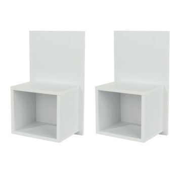 Kelly - Pair Of Kelly White Wall Hanging Open Compact Bedside Tables (Self Assembly) (DHD)