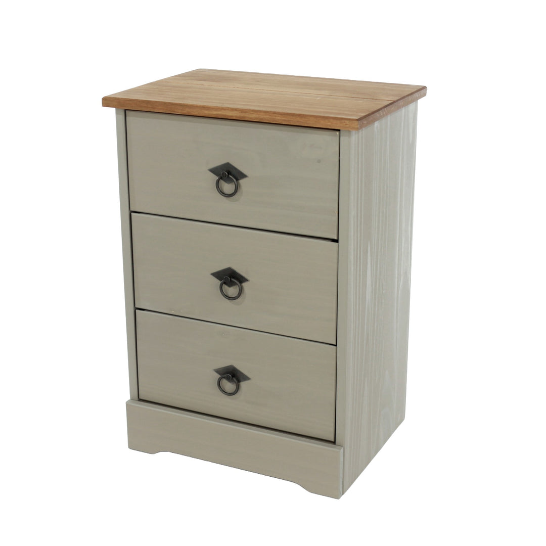 Corona Classic 3 Drawer Bedside Cabinet  Grey Antique (Self Assembly) (DHD)