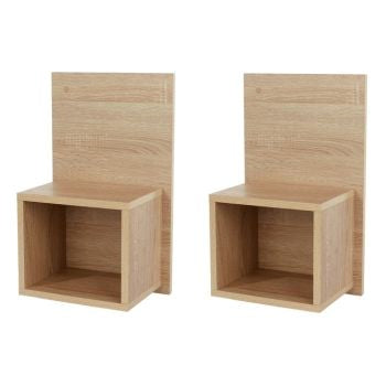 Kelly - Pair Of Kelly Oak Effect Wall Hanging Open Compact Bedside Tables (Self Assembly) (DHD)