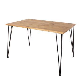 Augusta Waxed Pine Rectangular Dining Table with Black Metal Legs D884 (Self Assembly) (DHD)