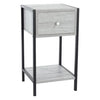 Kelly - One Drawer Compact Bedside Cabinet In Grey Oak Effect With Metal Side Frame (Self Assembly) (DHD)