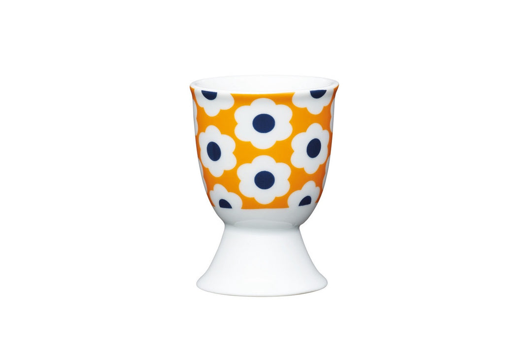 KitchenCraft Retro Flower Spot Porcelain Egg Cup