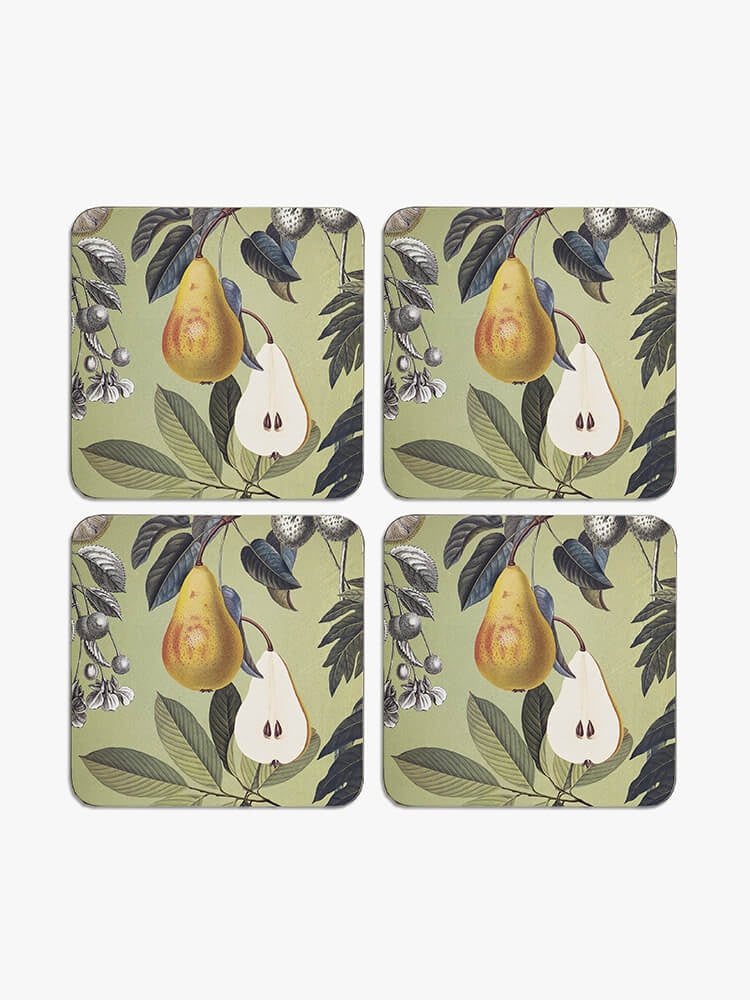 Kew Gardens fruit and floral square coasters