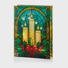 Premier 21 x 28cm Battery Operated Lit Stained Glass Candles for Table Top with 50 Warm White LEDs – Double Sided