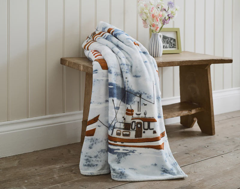 Lobster Creek Coastal Fishing Village Throw 150x200Cm