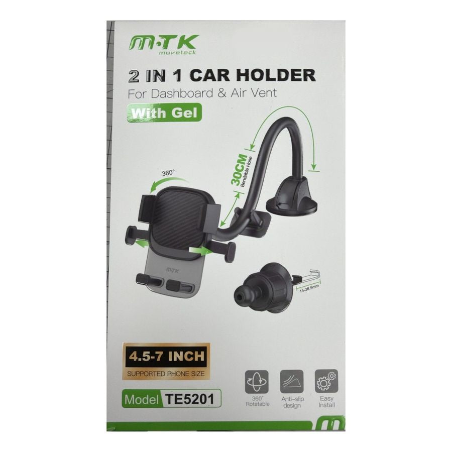 MTK Moveteck 2-in-1 Car Phone Holder - Dashboard &amp; Air Vent (TE5201)