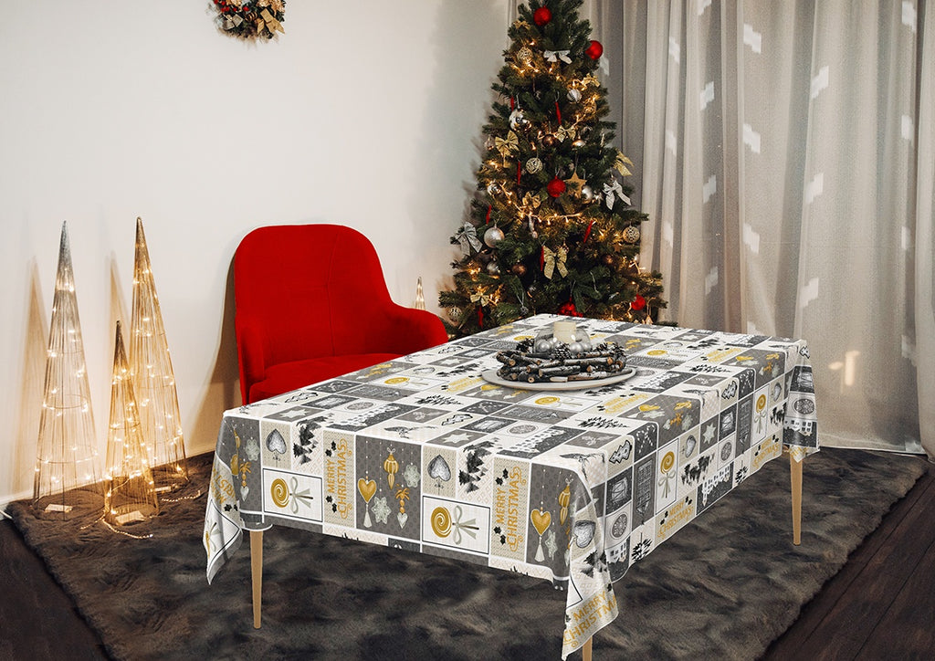 Wipeclean Xmas Table Cloth 140cm/54in By The Metre EI12