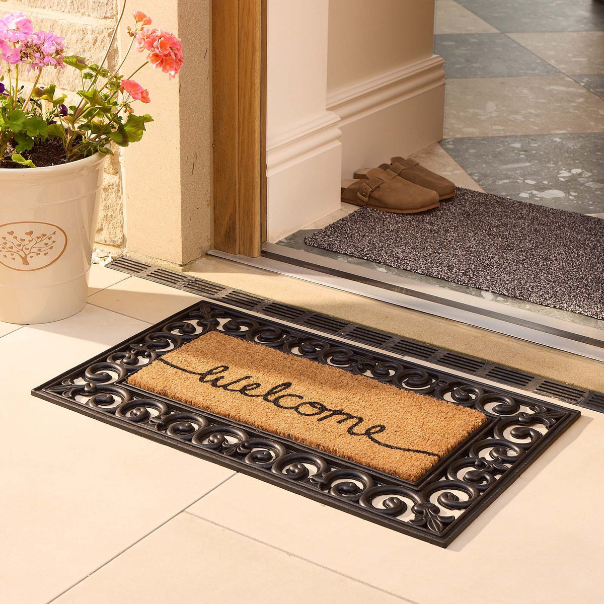 My Mat Rubber Surround Marley with a coir insert at a front door