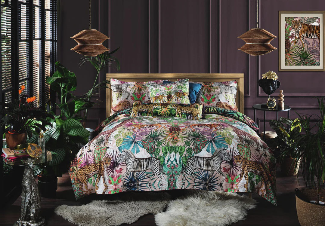 House Of Norris Mozambique Tropical Animals and Leaves Duvet Cover Set  Double