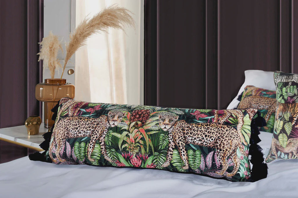 House Of Norris Mozambique African Safari, Tropical Animals and Leaves Long/Bolster Leopard