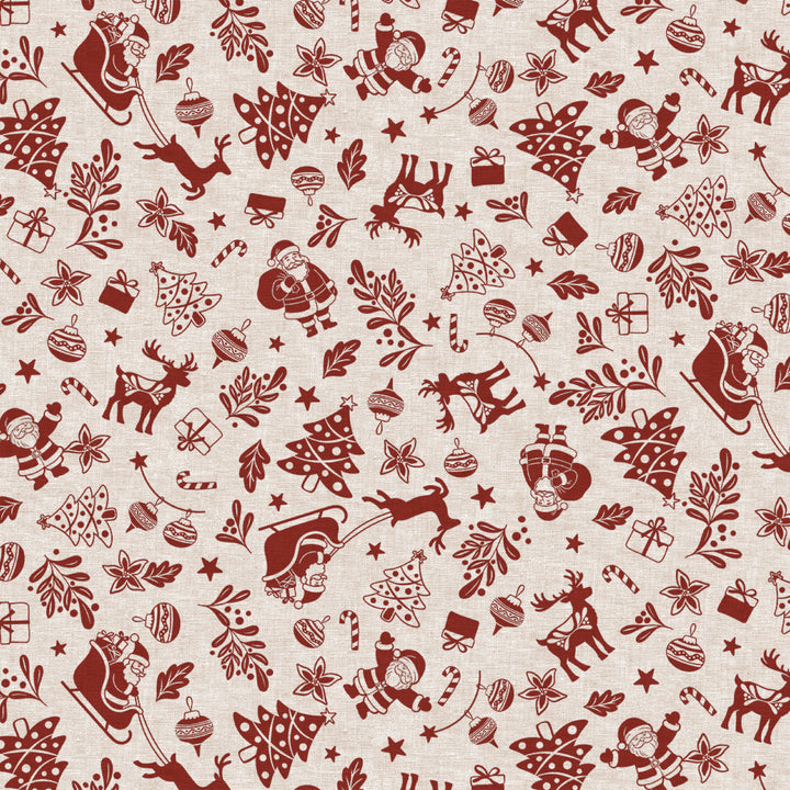 Wipeclean Xmas Table Cloth 140cm/54in By The Metre N1K-01