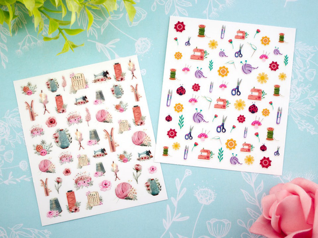 Sewing & Knitting Themed Nail Stickers: 122 Stickers