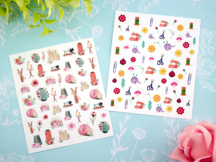 Sewing & Knitting Themed Nail Stickers: 122 Stickers