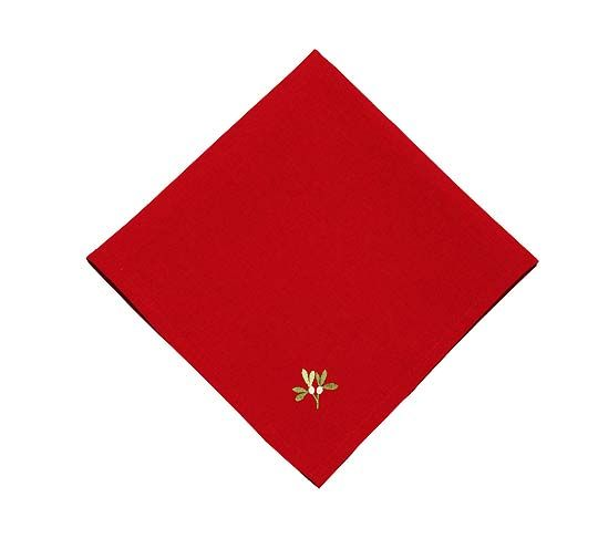Embroidered Red Holly Berry Napkin Set of 2