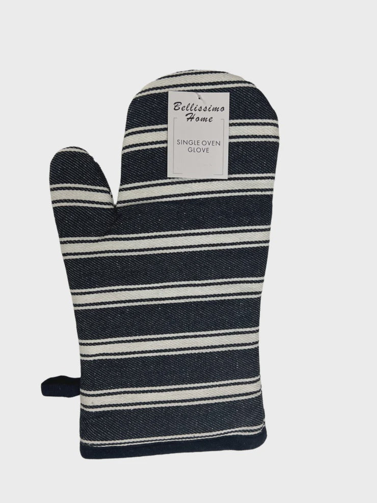 Stripe Single Oven Glove Navy