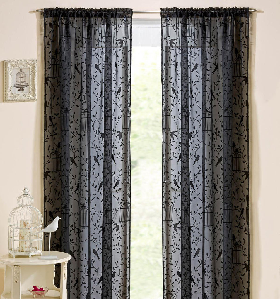 Nightingale Single Voile Panel Black 140cm x 229cm