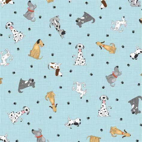 Printed Patchwork Quilted Cotton Fabric : Canines & Felines : Dogs Sold By The Metre