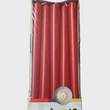 Pack Of 10 Dinner Candles Taper Red 245x24mm 7.5Hour