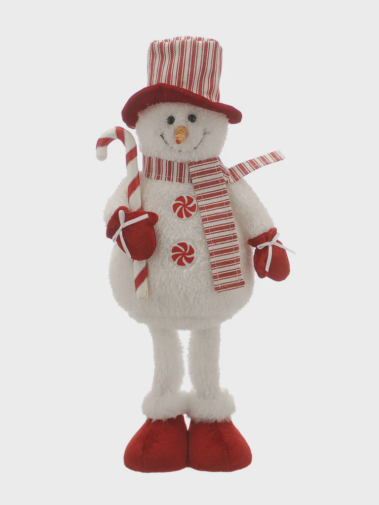 40cm Standing Snowman With Red Striped Hat