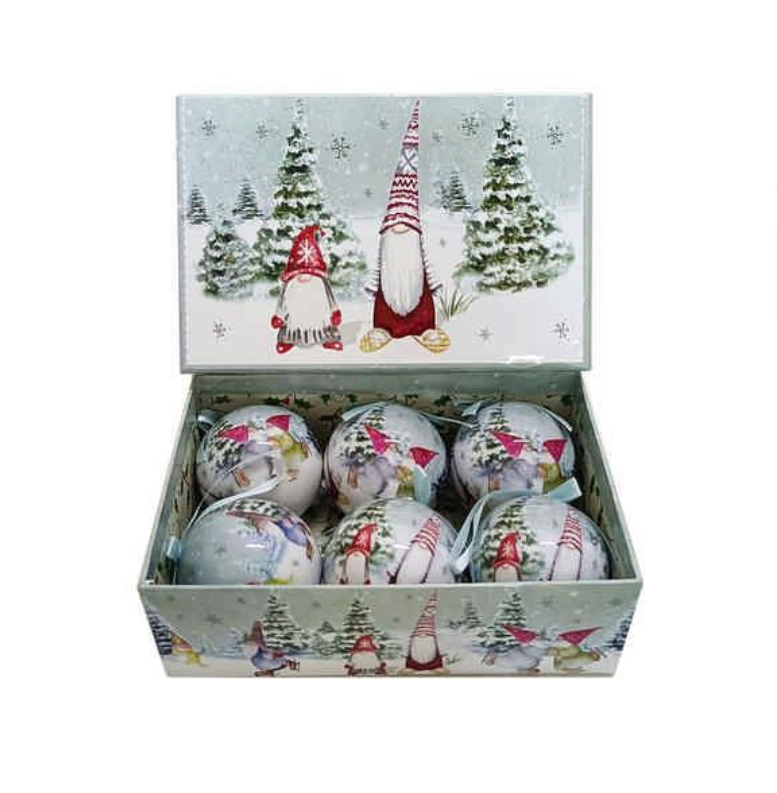 Set Of 6 X 7.5cm Decoupage Balls - Gonks