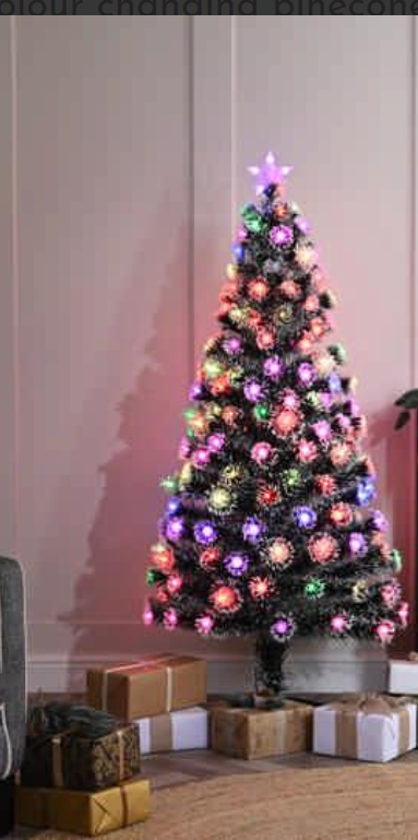 Multicolour Changing Pinecone Fibre Optic Artificial Tree 90cm PQ90