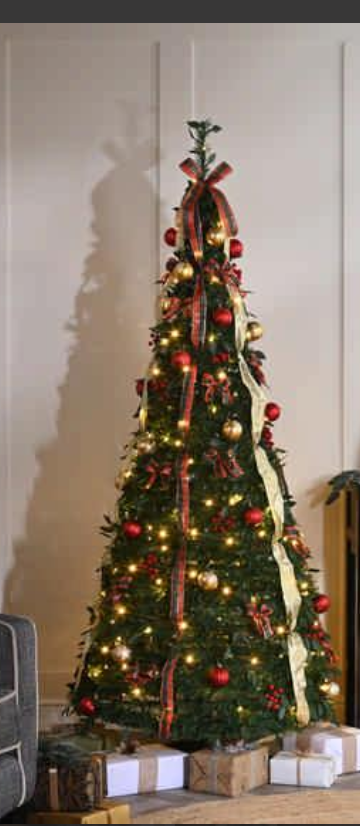 120cm Pre-Lit Green / Red / Gold Pop Up Tree PB120