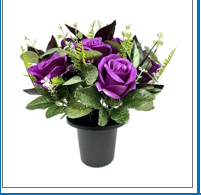 25cm Purple Open Rose Eucalptus Foliage Flower pot