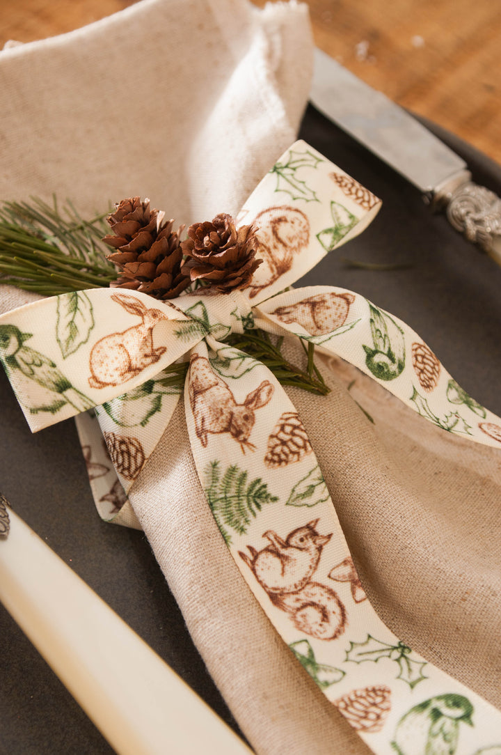 Ribbon: Forest Creatures: 25mm: Natural - Sold By The Metre