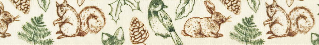 Ribbon: Forest Creatures: 25mm: Natural - Sold By The Metre